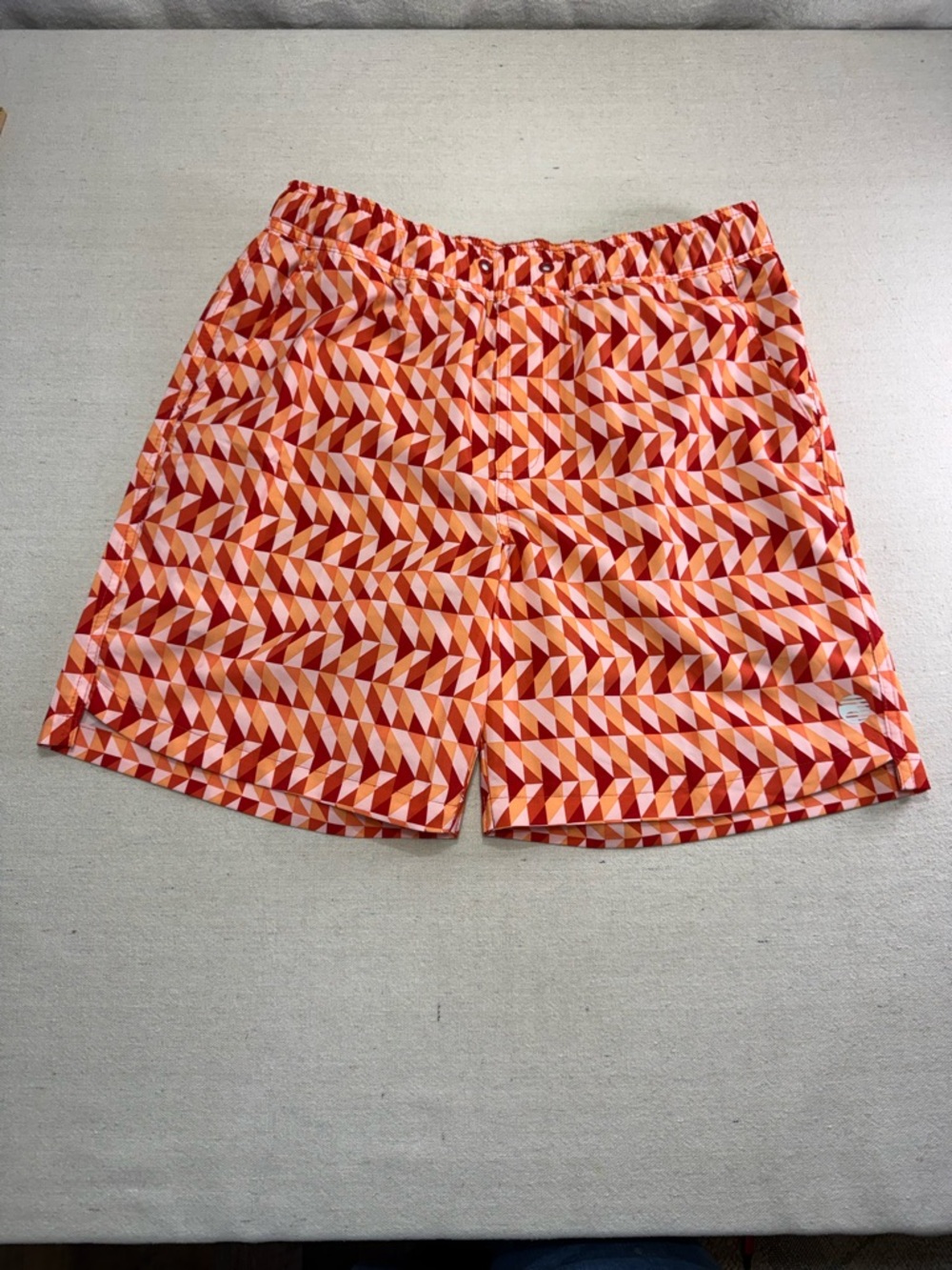 Laguna - Men’s Orange Geometric Print Swim Trunks - Size Medium